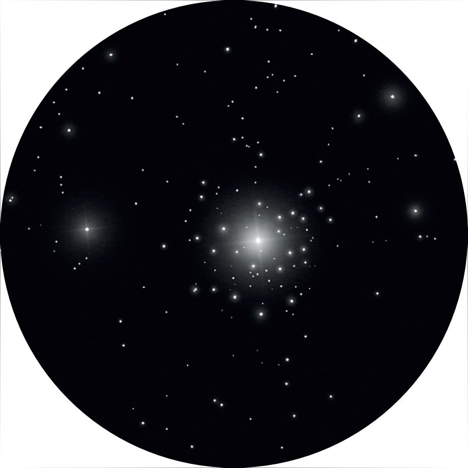 Dessin de NGC 2362 réalisé avec un télescope de 16 pouces, grossissement 138x à 400x. Anna Ebeling