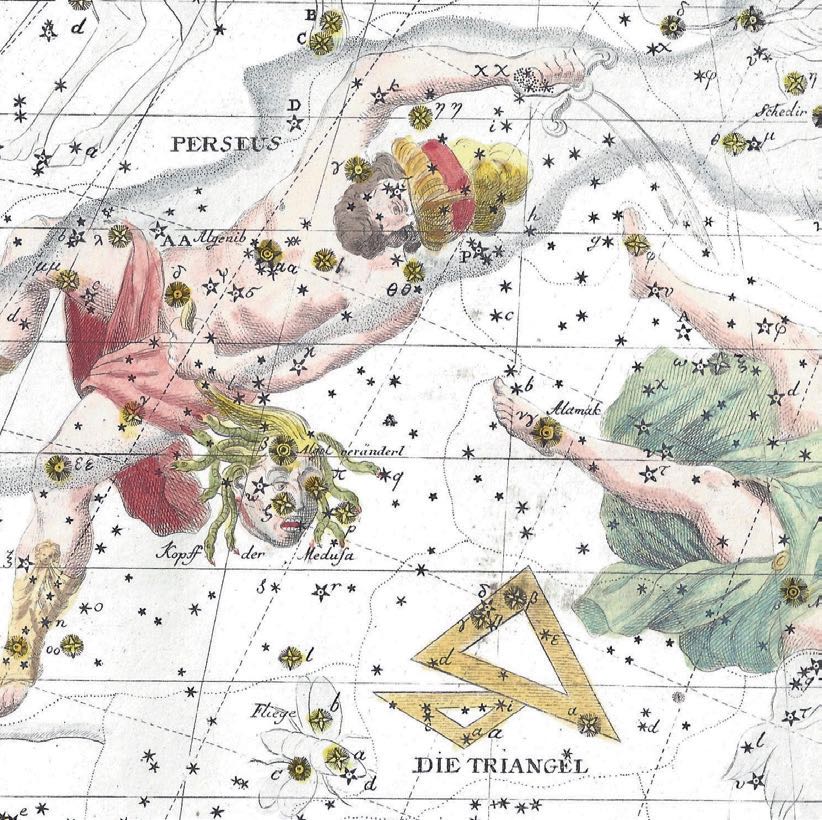 Algol, dans le tableau III de l’atlas de Bode « Présentation des Astres », 2e édition, 1805. K-P. Julius