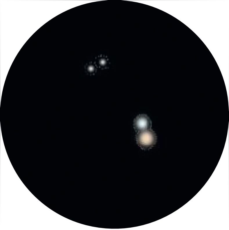 Desen al sistemului ν Scorpii privit prin telescop. D. Blane