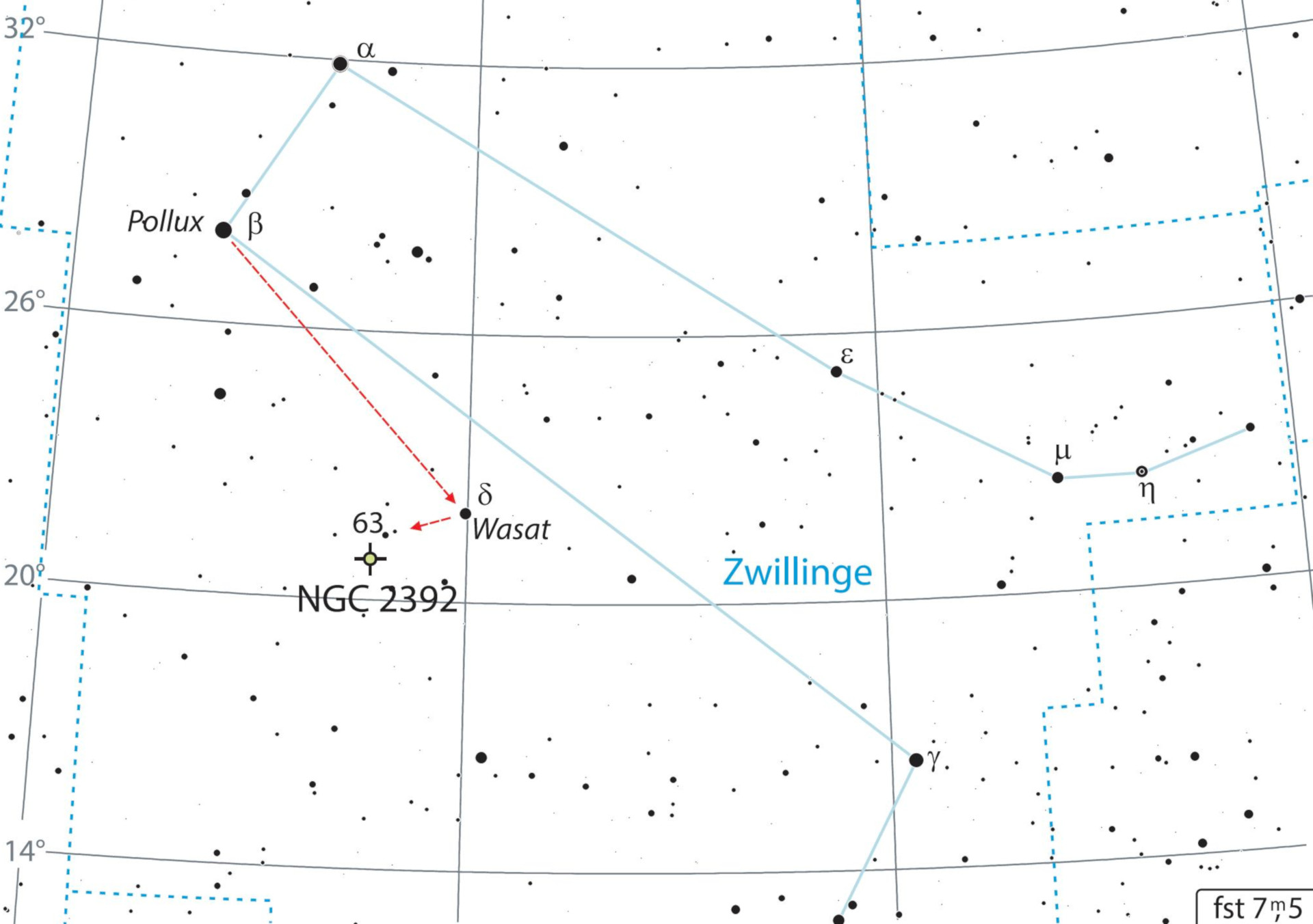 A Nebulosa do Esquimó NGC 2392 situa-se na zona sul da constelação Gémeos. 