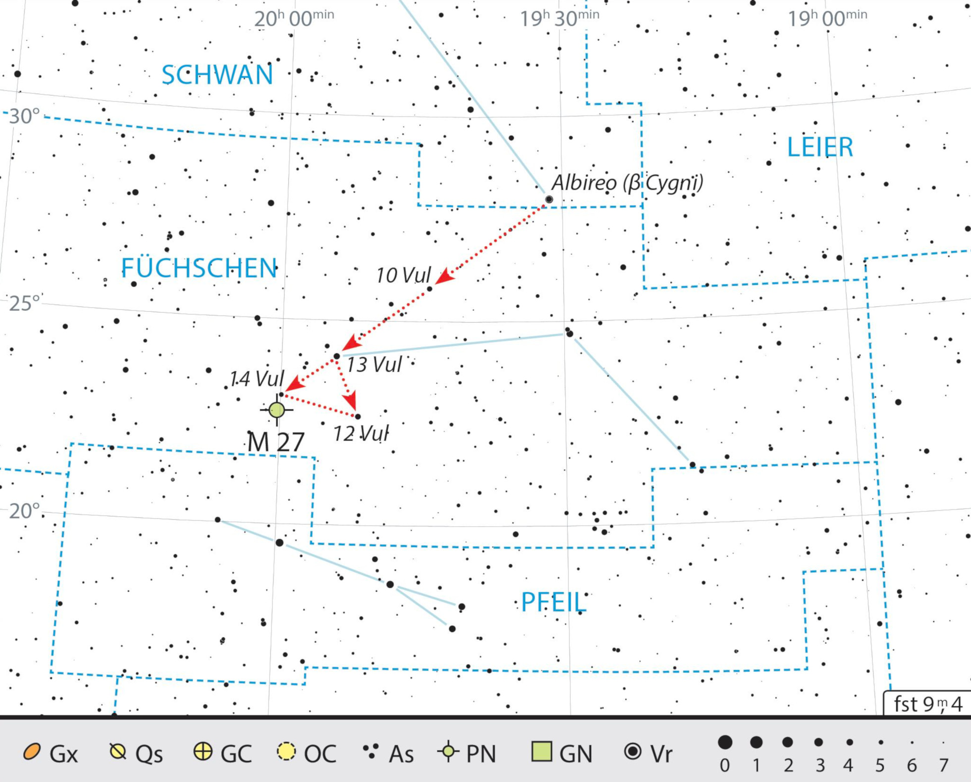 Aufsuchkarte für Messier 27. J. Scholten
