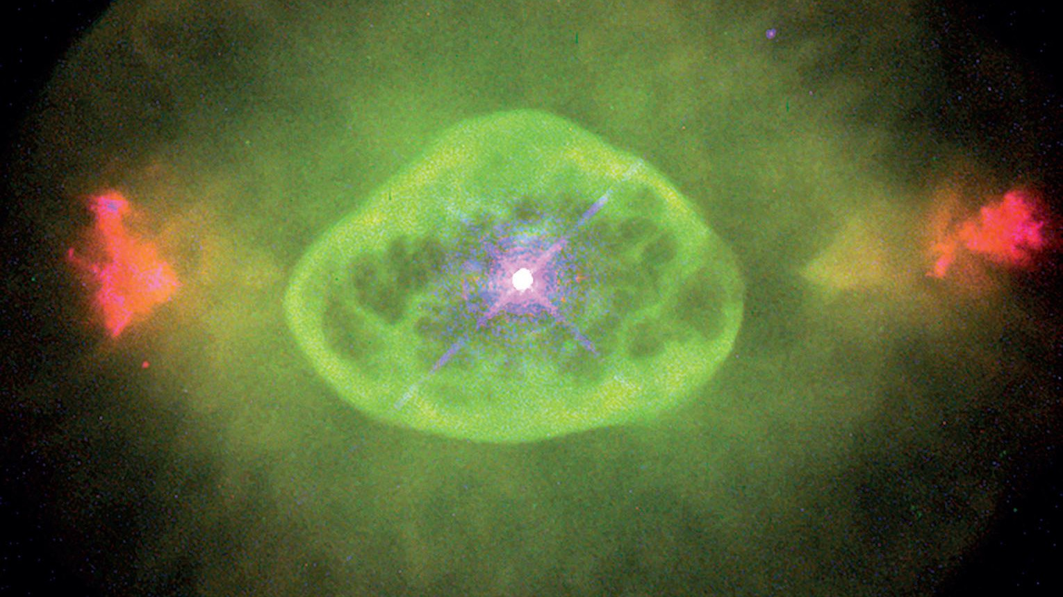 Nebuloasa planetară NGC 6826 care clipește, văzută prin telescopul Hubble. B. Balick (University of Washington), J. Alexander (University of Washington), A. Hajian (U.S. Naval Observatory), Y. Terzian (Cornell University). M. Perinotto (Universitatea Florența), P. Patriarchi (Arcetri-Observatiorium) și NASA/ESA