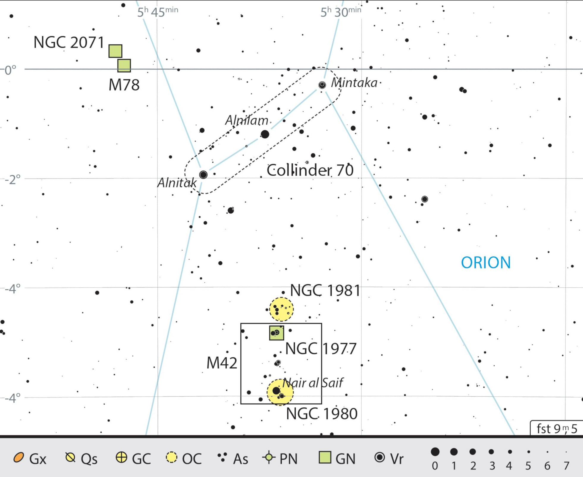 Location map of the objects in this binoculars tour: most of these objects can be found in the night sky without any difficulty. J. Scholten