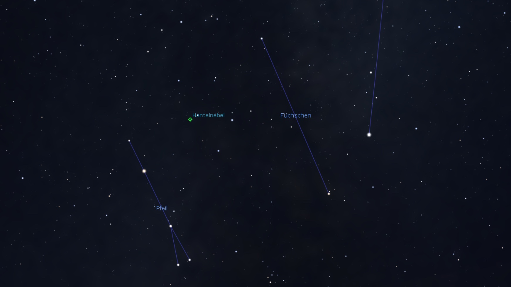 Mapa de procura para a Nebulosa do Haltere, Stellarium 