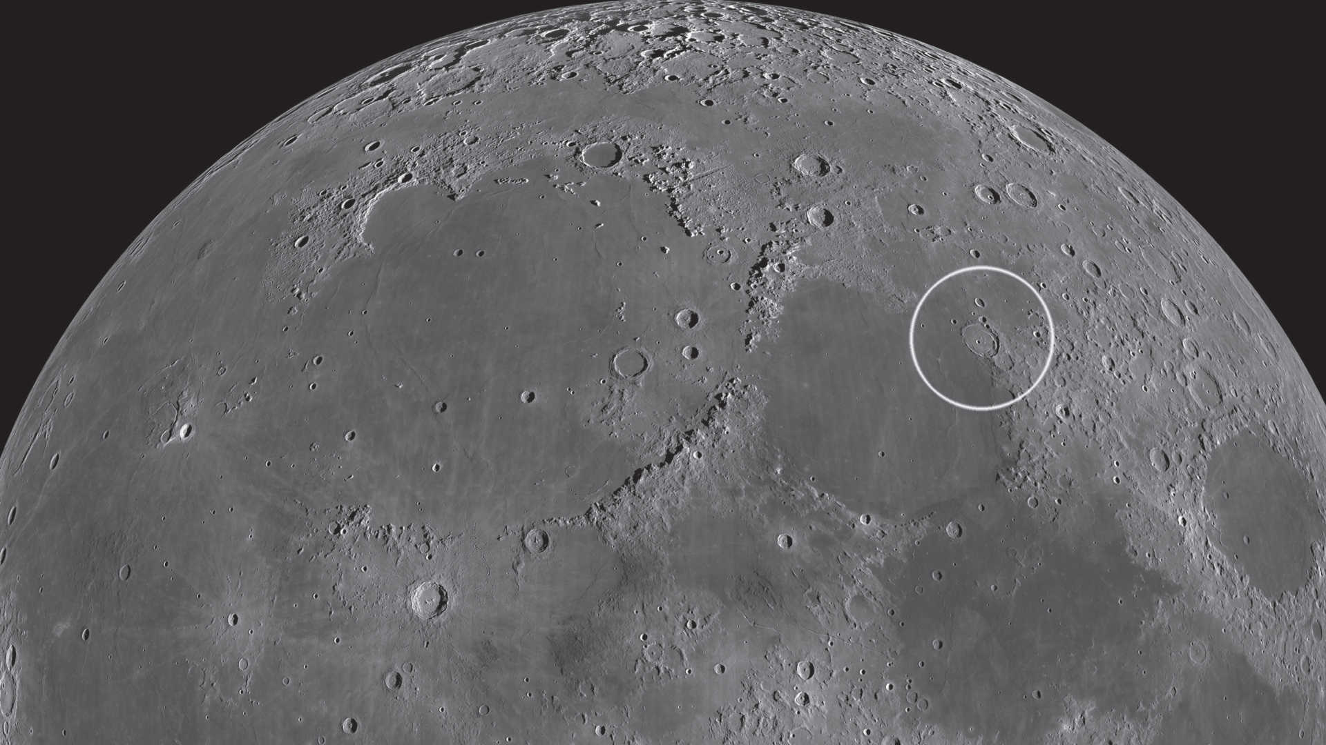 Posidonius is located right on the edge of Mare Serenitatis. NASA/GSFC/Arizona State University