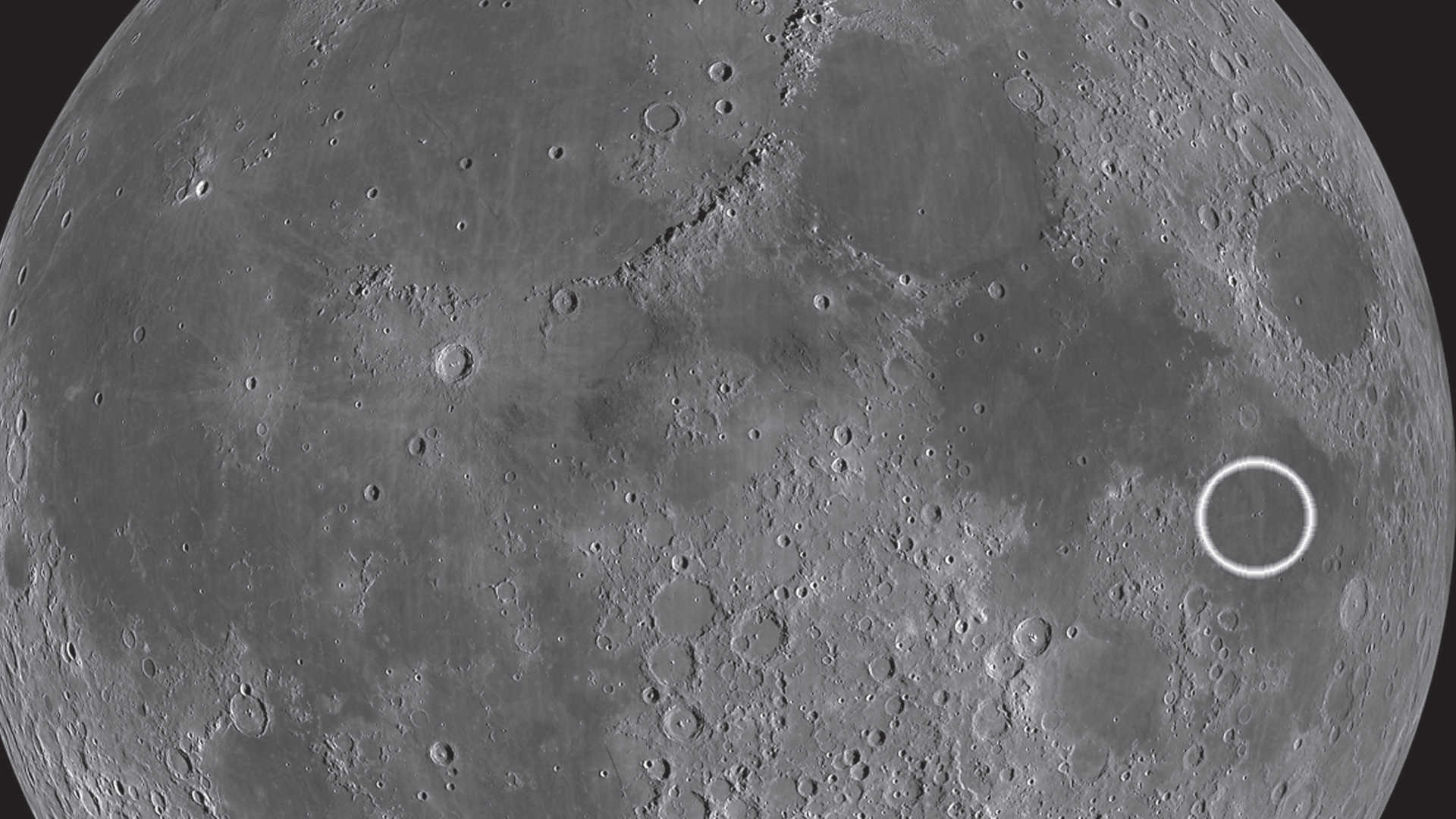 The two craters Messier and Messier A can be found almost in the middle of the Mare Fecunditatis. 
The elongated pattern of Messier A’s ejecta deposits is unique. NASA/GSFC/Arizona State University
