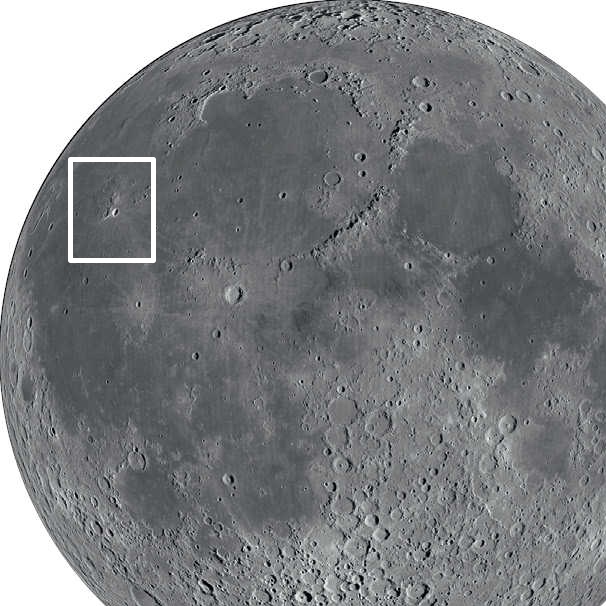 You will find bright crater Aristarchus close to the western edge of the Moon. NASA/GSFC/Arizona State University