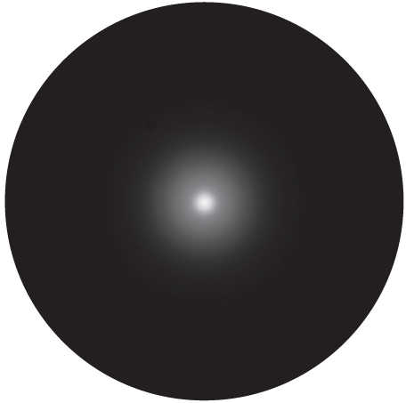 Szkic gromady kulistej M15 widocznej w teleskopie o aperturze 60mm, przy 100-krotnym powiększeniu. L. Spix
