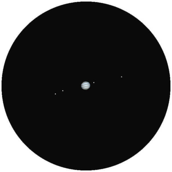 Jupiter im Teleskop mit 70mm Öffnung (Simulation). Lambert Spix