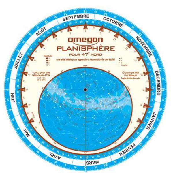 Omegon Stjärnkarta Planisfär av himlen 25cm / 47°