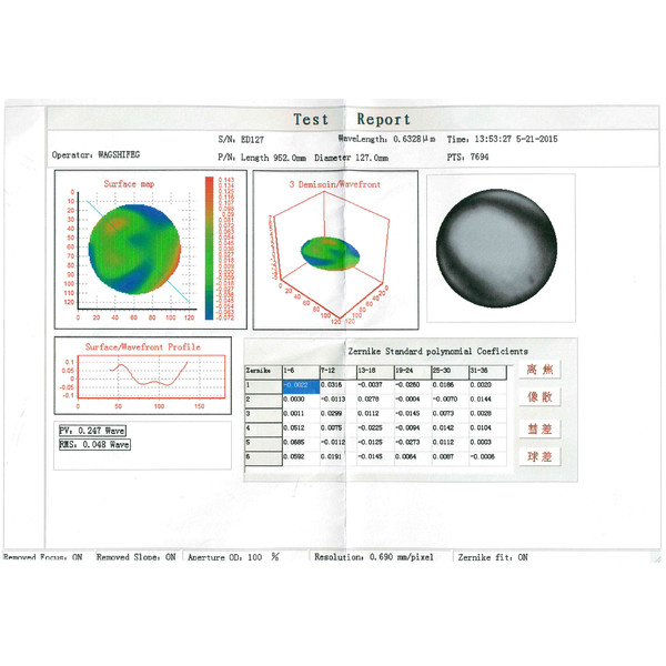 Omegon Apochromatische refractor Pro APO AP 127/952 ED Triplet OTA