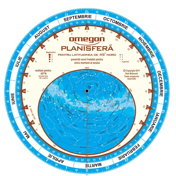 Carte du ciel Omegon planisfera 25cm / 45°