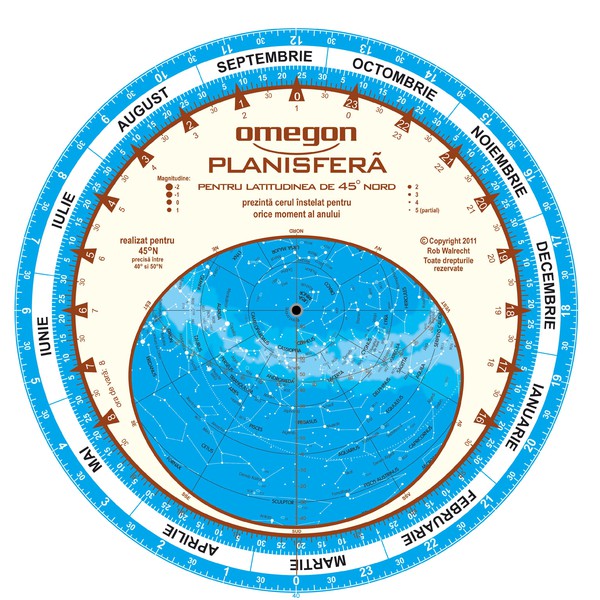 Omegon Mapa gwiazd planisfera 25cm / 45°