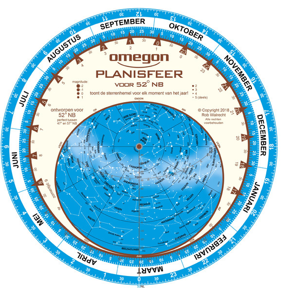 Omegon stjärnkarta Planisfär 25cm / 52°