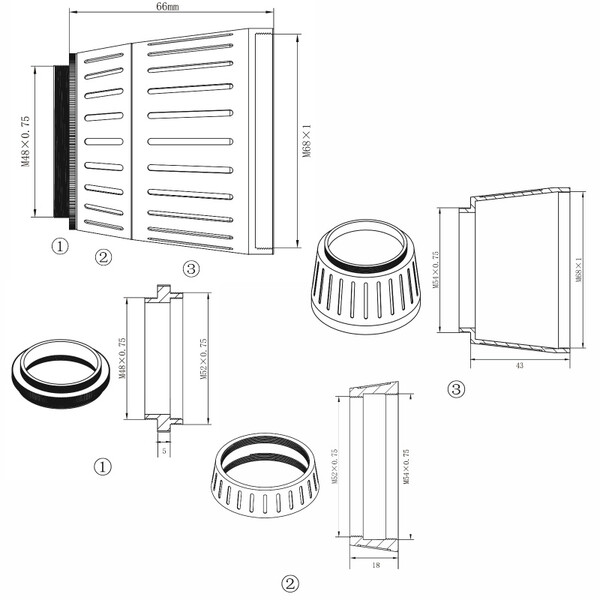 Omegon Refrator apocromático Pro APO AP 72/400 Quintuplo OTA