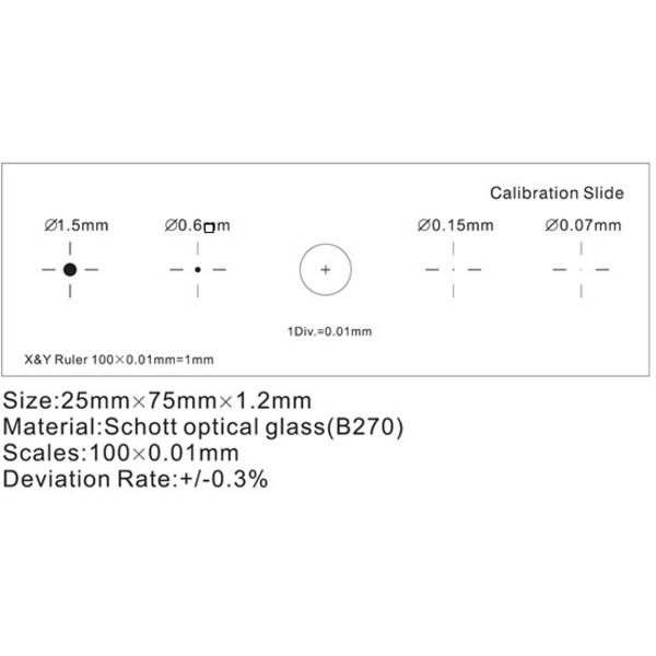 ToupTek Objektmikrometer, Raster (X&Y) 1mm/100 Div.x0.01mm