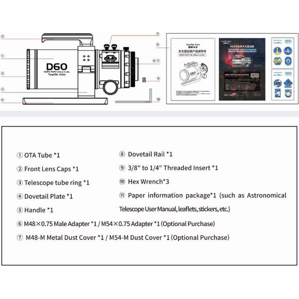 ToupTek Apochromatischer Refraktor HOPE D60 60/280 f/4.66