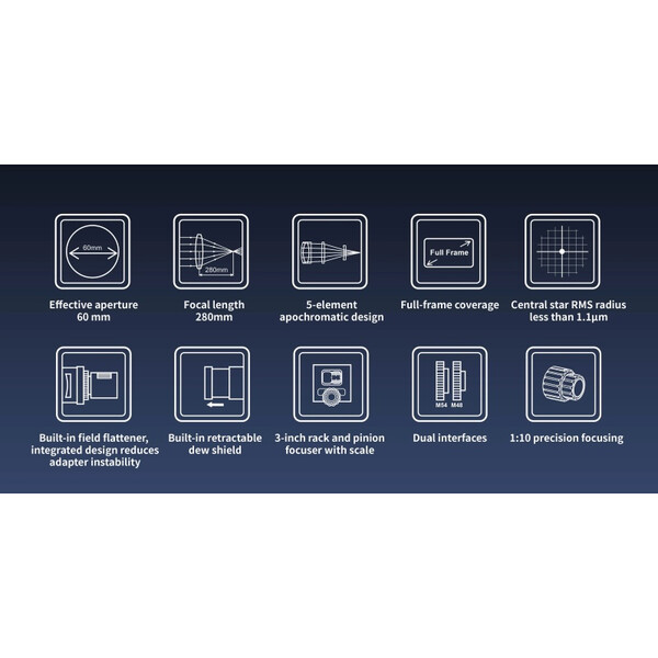 ToupTek Apochromatischer Refraktor HOPE D60 60/280 f/4.66