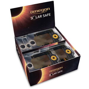Omegon Solfilter Solar Safe Easy Cam-filter i display med 50 stycken