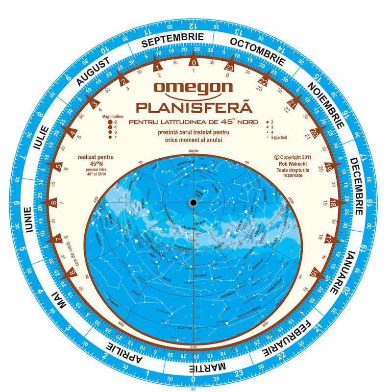 Carte du ciel Omegon planisfera 25cm / 45°