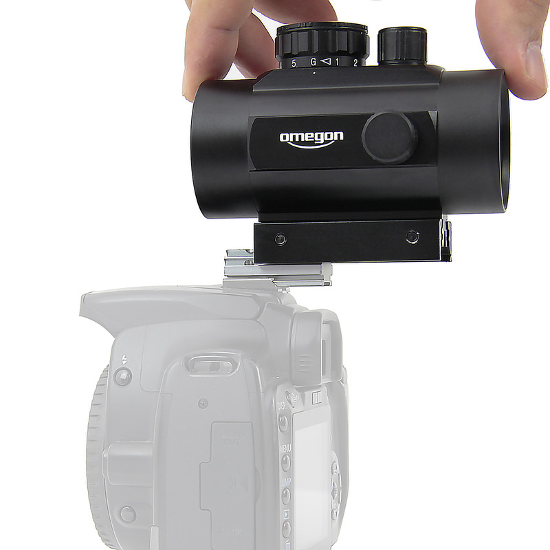 Omegon Buscador con puntero y adaptador para zapata para DSLR