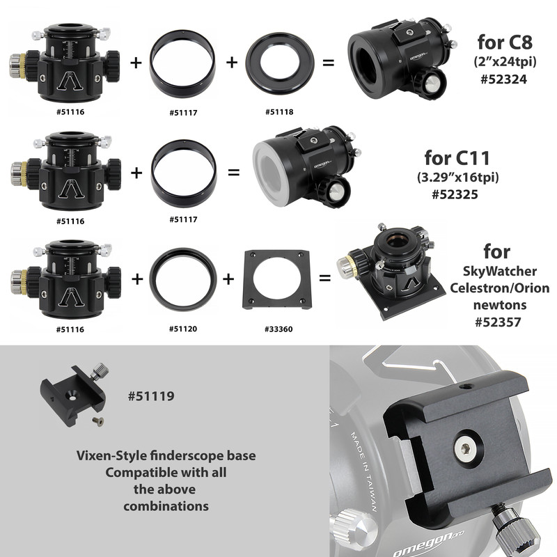 Omegon Enfocador Portaocular Crayford V-Power de 2'', doble velocidad, SCT C11