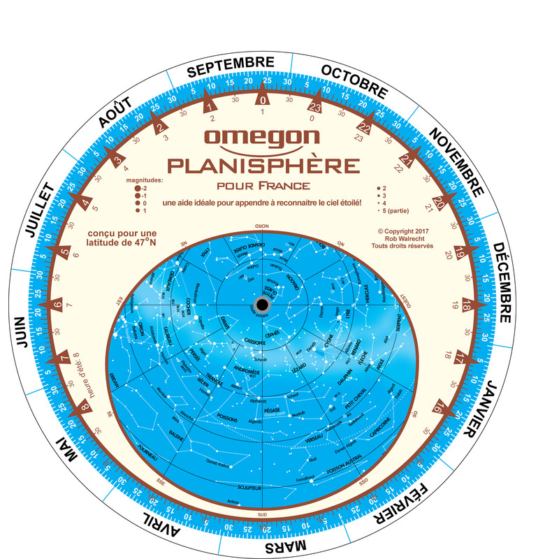 Omegon Mapa gwiazd Planisphére du ciel 17,5cm / 47°