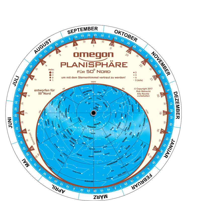 Carte du ciel Omegon Sternkarte 17,5cm / 50°