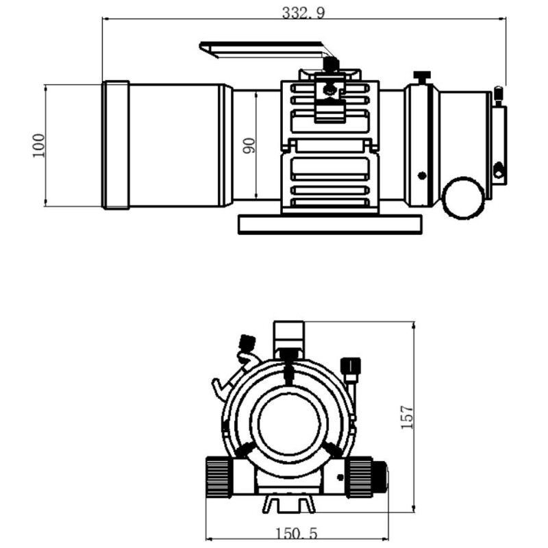 Omegon Apochromatische refractor Pro APO AP 76/418 Quintuplet OTA + testprotocol