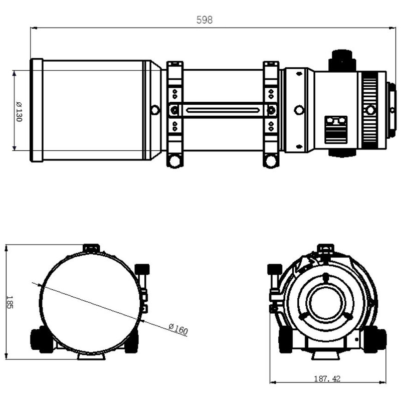 Omegon Refractor apocromático Pro APO AP 121/678 Quintuplet OTA + informe de pruebas