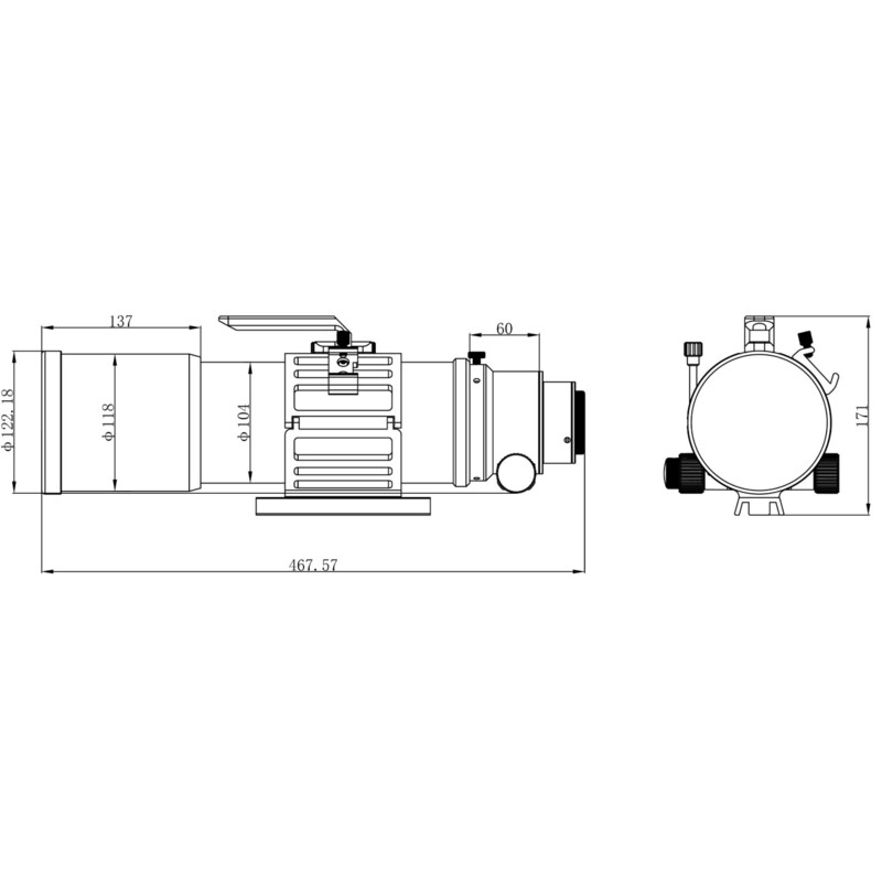 Omegon Apochromatischer Refraktor Pro APO AP 94/517 Triplet ED OTA