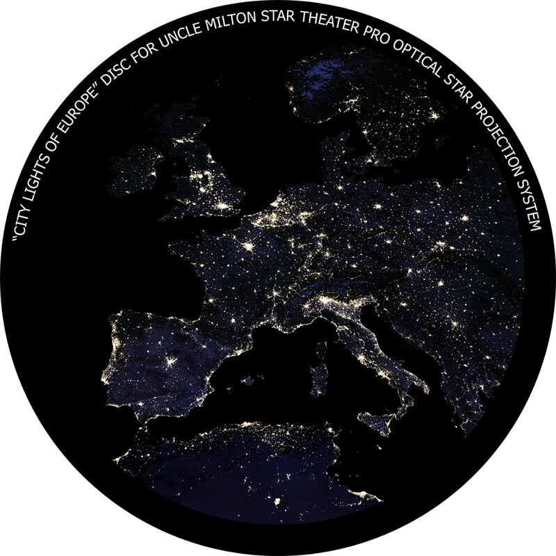 Omegon Disco para o Star Theater Pro com imagem noturna da Europa