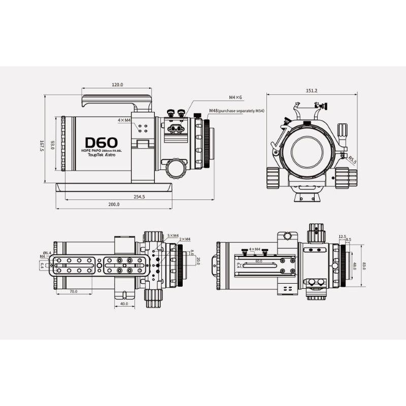 ToupTek Apochromatischer Refraktor HOPE D60 60/280 f/4.66
