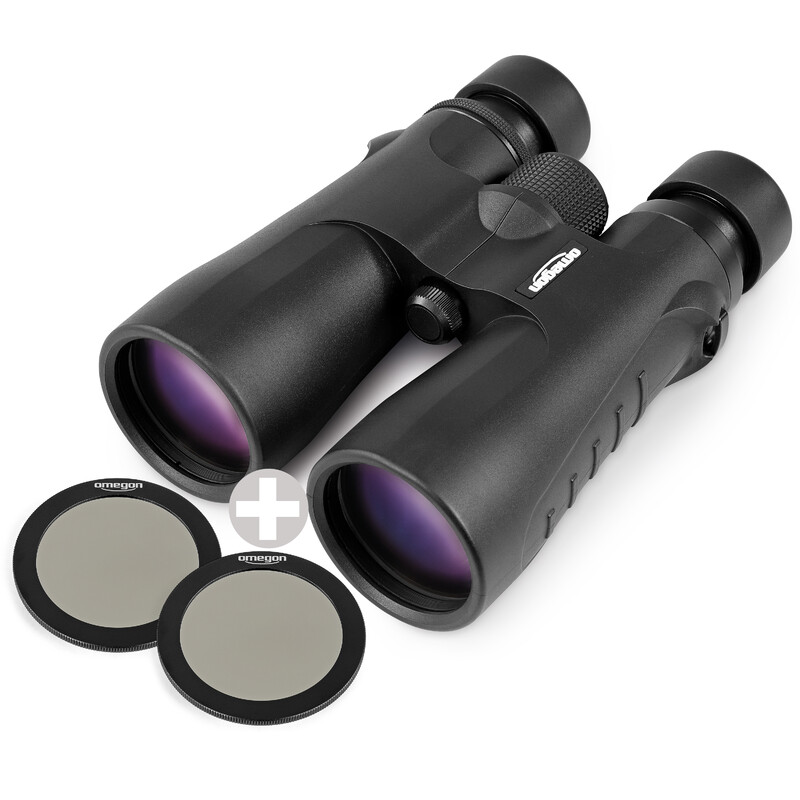 Omegon Binóculos Blackstar 2.0 10x50 + 2 filtros solares